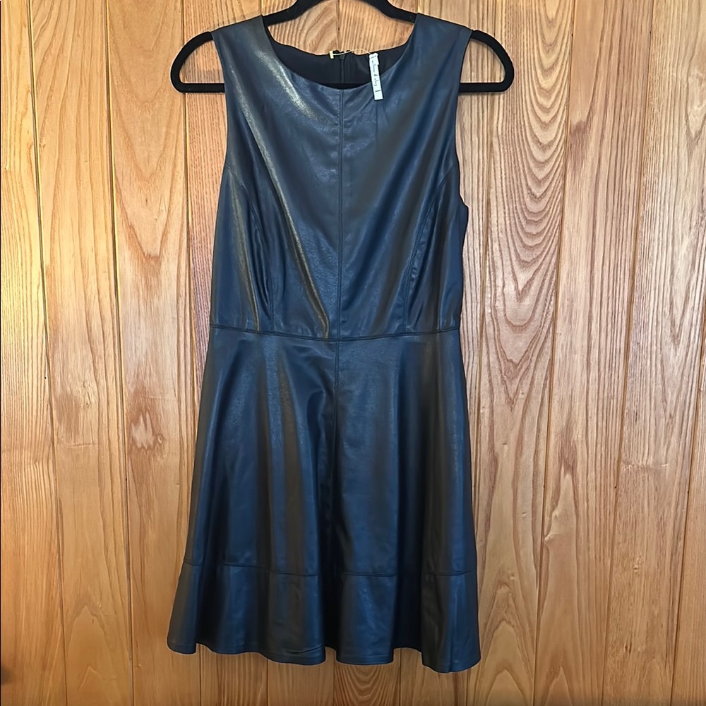 Elegant Black vegan Leather Dress soft